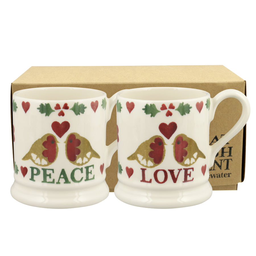 Emma Bridgewater Christmas Joy Set of 2 Half Pint Mugs- Sale