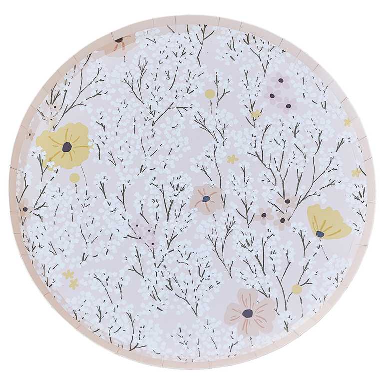 Ginger Ray Pink Floral Paper Plates