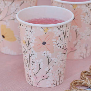Ginger Ray Pink Floral Paper Cups