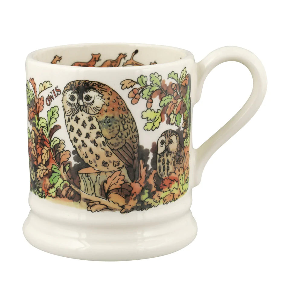 Emma Bridgewater In The Woods Owl & Stoat Half Pint Mug