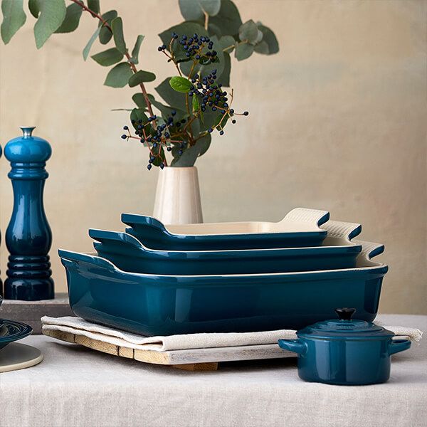Le Creuset Heritage Deep Teal Stoneware Rectangular Dish All Sizes Abraxas Cookshop