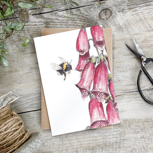 Toasted Crumpet Woodland Glimpse Foxglove & Bee Card