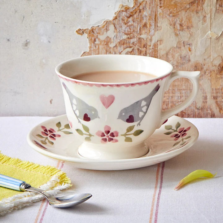 Emma Bridgewater Lovebirds Large Tea Cup & Saucer in Box