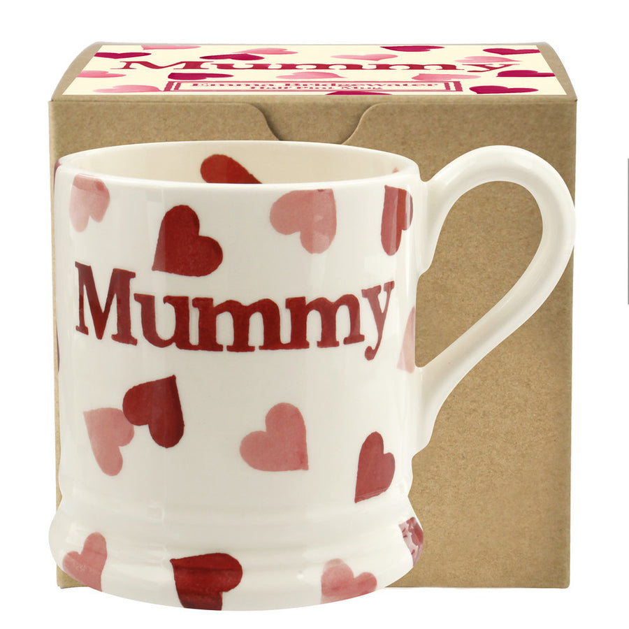Emma Bridgewater Pink Heart Mummy Half Pint Mug