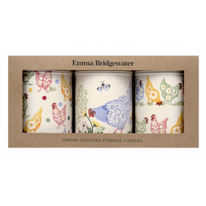 Emma Bridgewater Polka Chickens Set Round Caddies