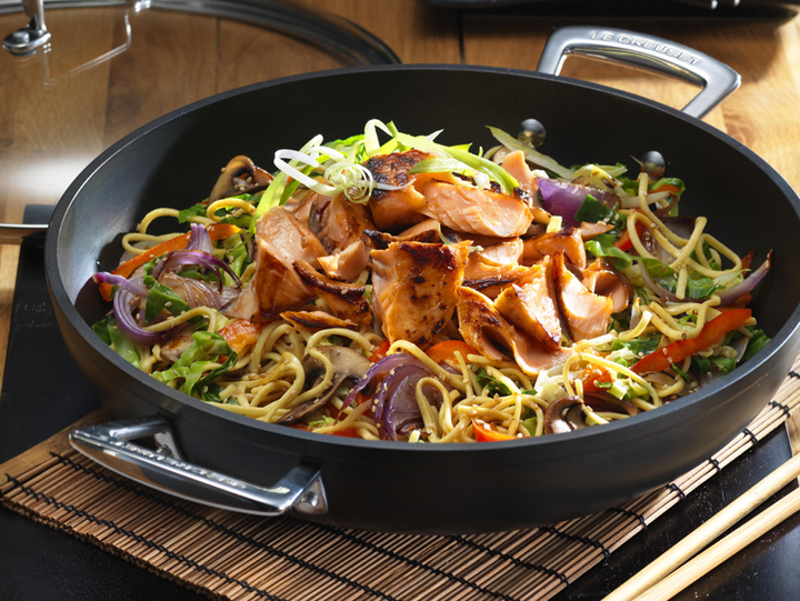 Le Creuset's Seared Teriyaki Salmon with Stir Fried Vegetables