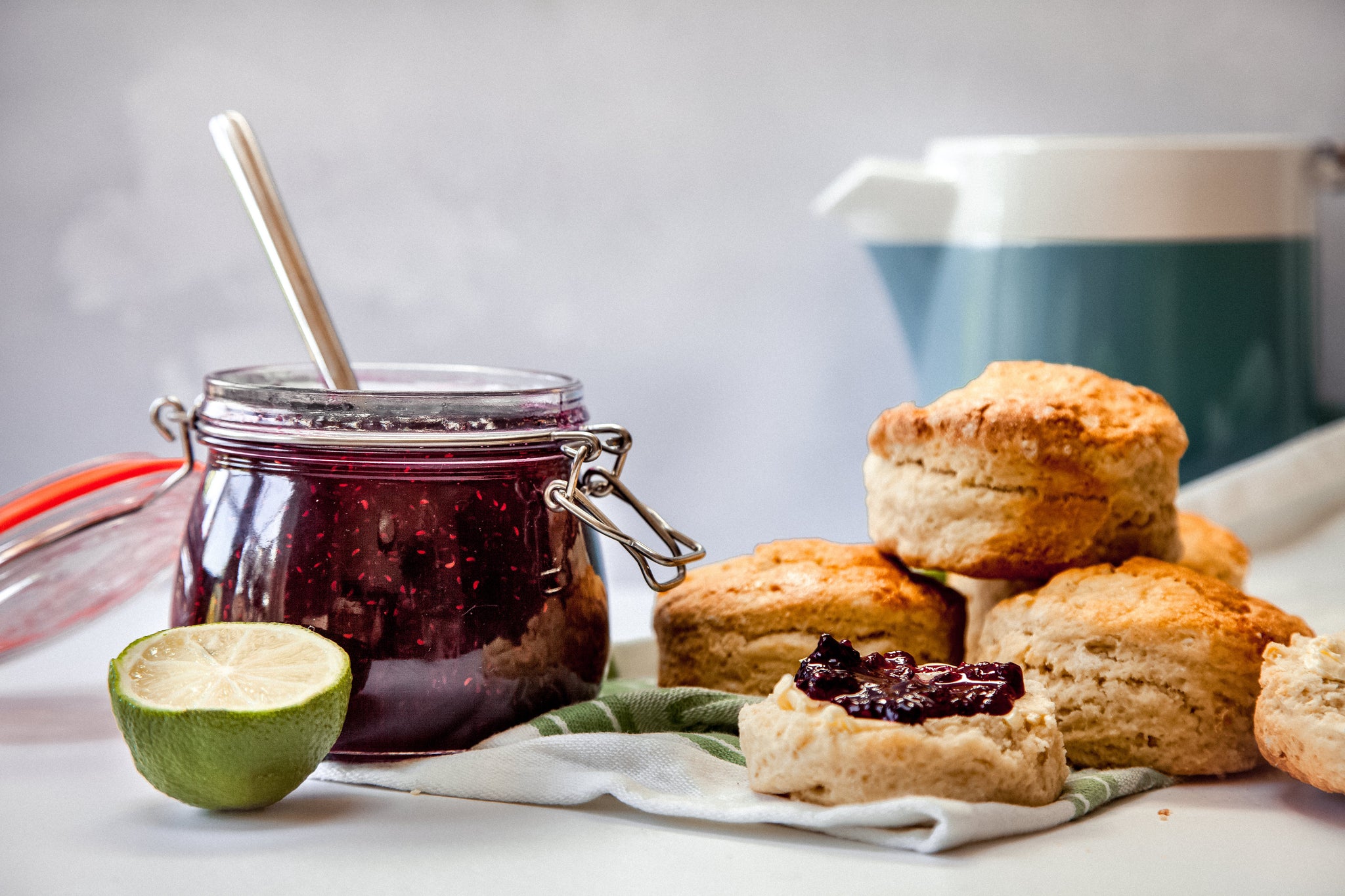 Vanilla Scones with Raspberry and Mint Jam