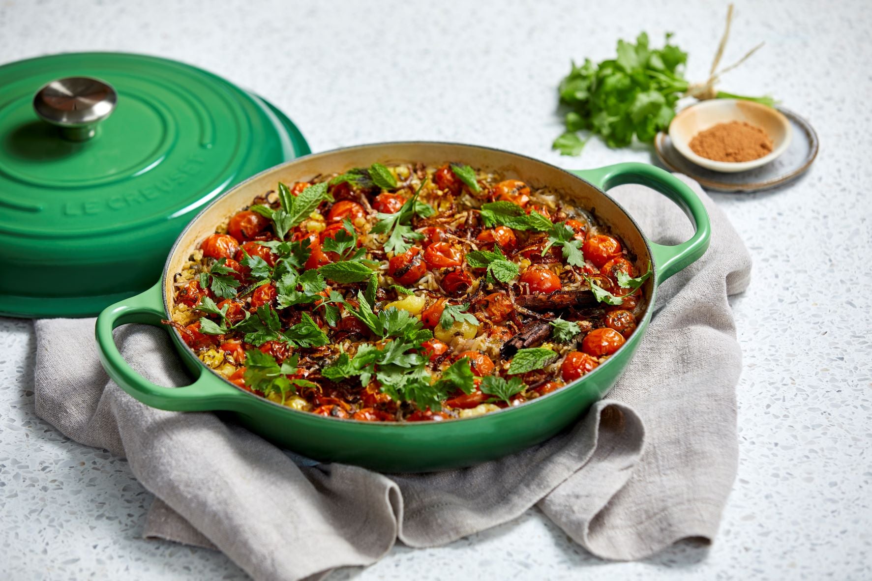 Le Creuset Cinnamon & Cherry Tomato Koshari