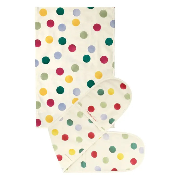 Emma Bridgewater Big Polka Dot Double Oven Glove & Tea Towel Set
