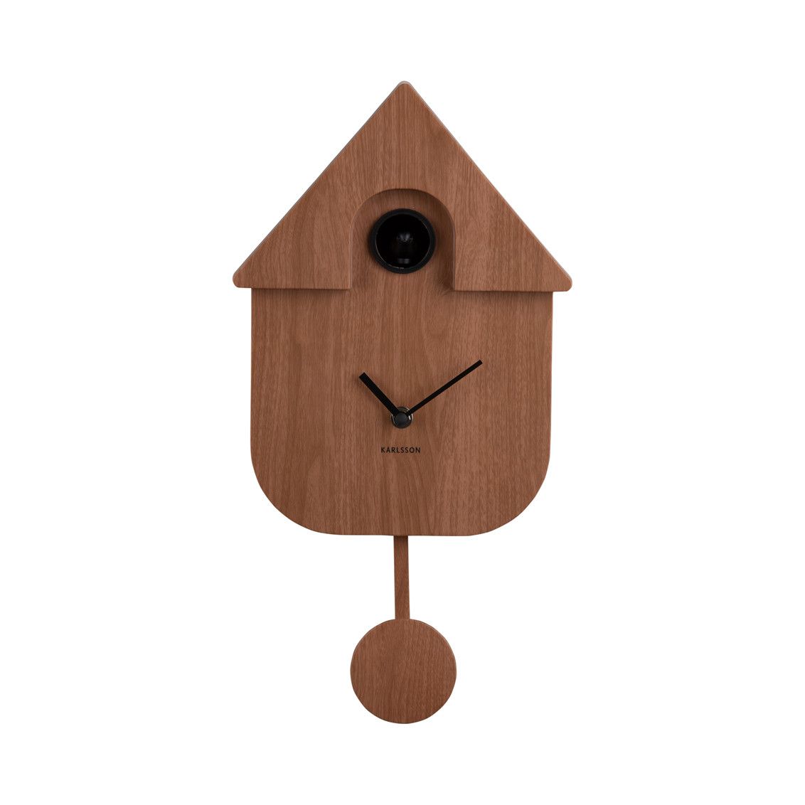 Karlsson Modern Cuckoo Dark Wood Print Wall Clock