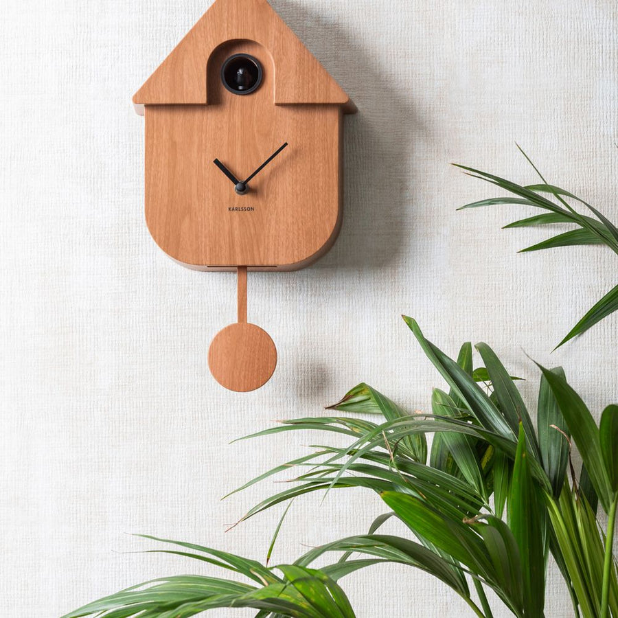 Karlsson Modern Cuckoo Dark Wood Print Wall Clock