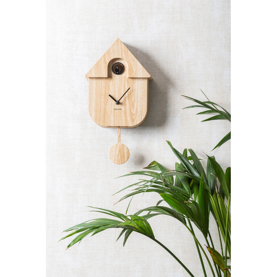 Karlsson Modern Cuckoo Light Wood Print Wall Clock