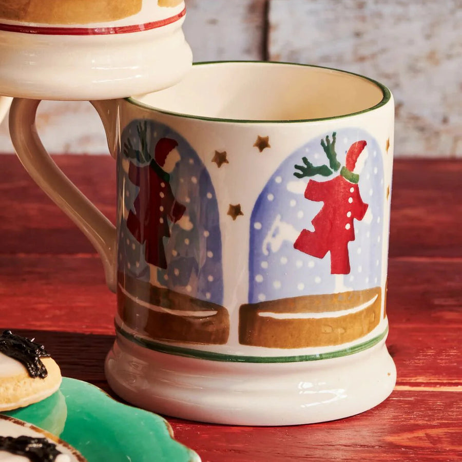 Emma Bridgewater Ice Skater Snow Globe Half Pint Mug
