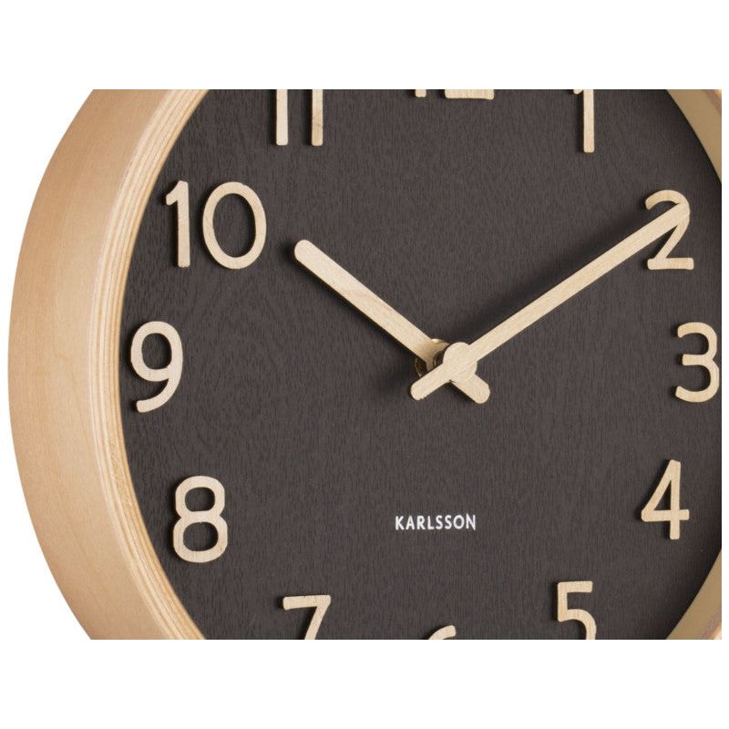 Karlsson Pure Black Wood Grain Small Clock