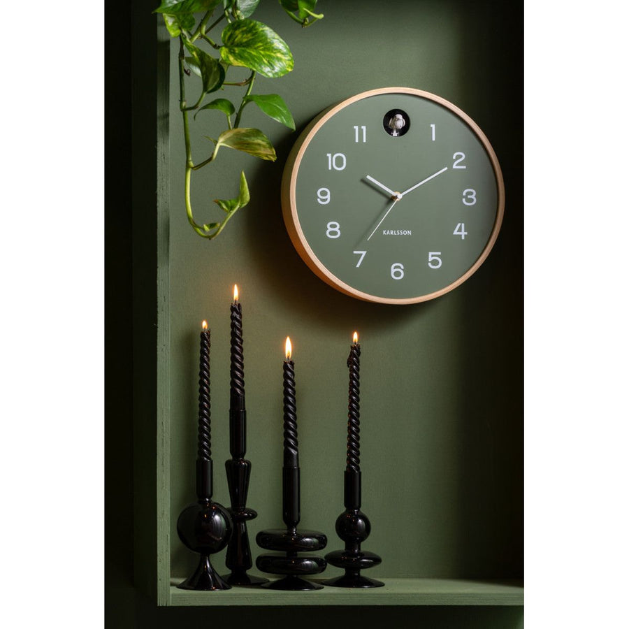 Karlsson Green Round Cuckoo Birchwood Clock