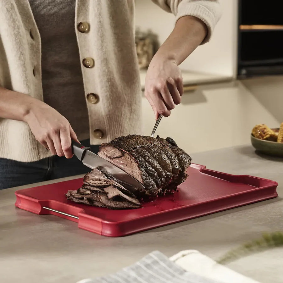 Joseph Joseph Large Cut & Carve Plus Multi Function Red Carving Board