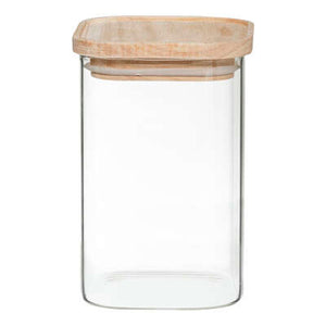 MGT Glass Storage Jars with Wooden Lids Set of 4