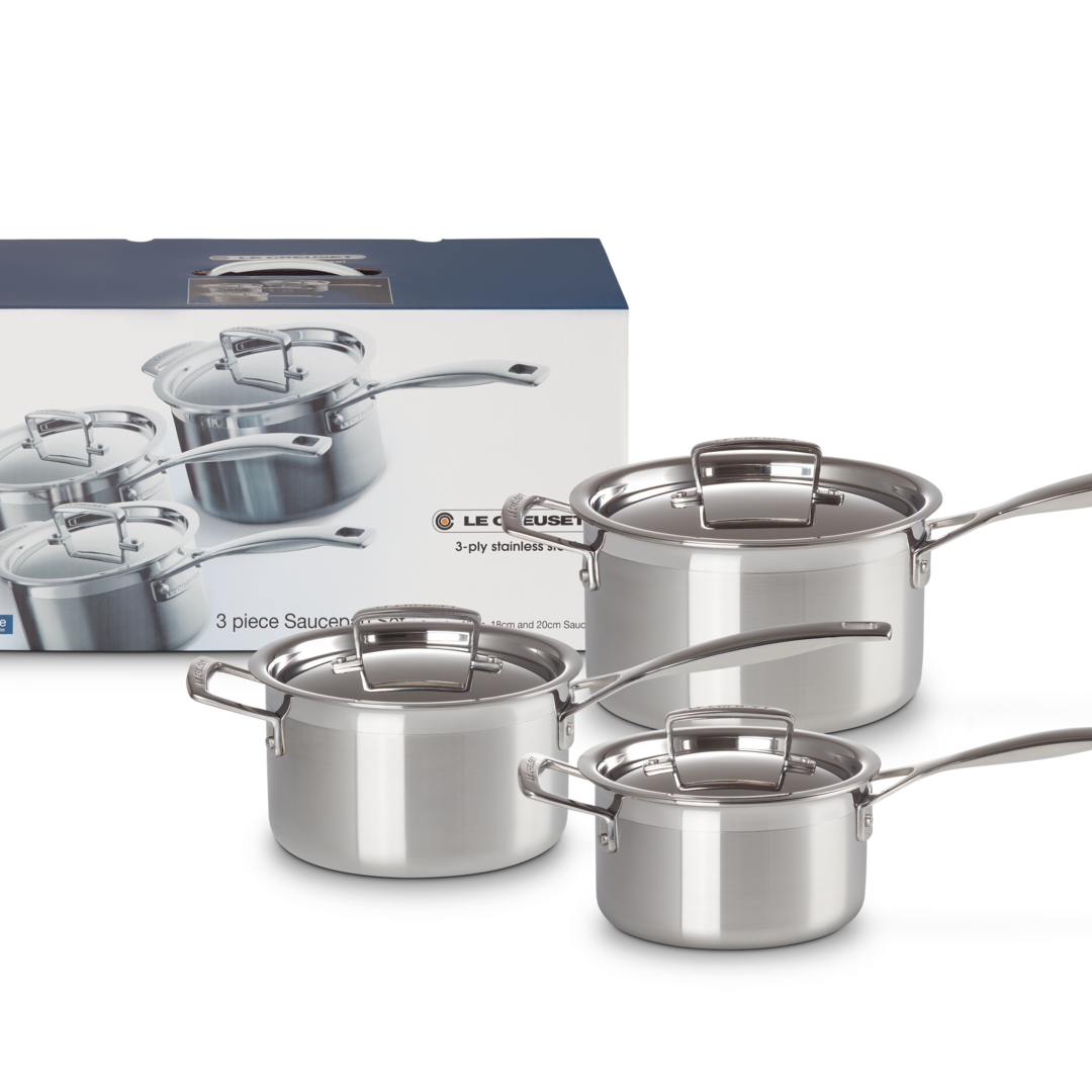 Le Creuset Classic 3-ply Stainless Steel 3-Piece Saucepan Set
