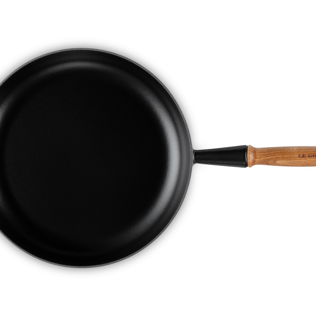 Le Creuset Signature Cast Iron Frying Pan with Wooden Handle 28cm Satin Black