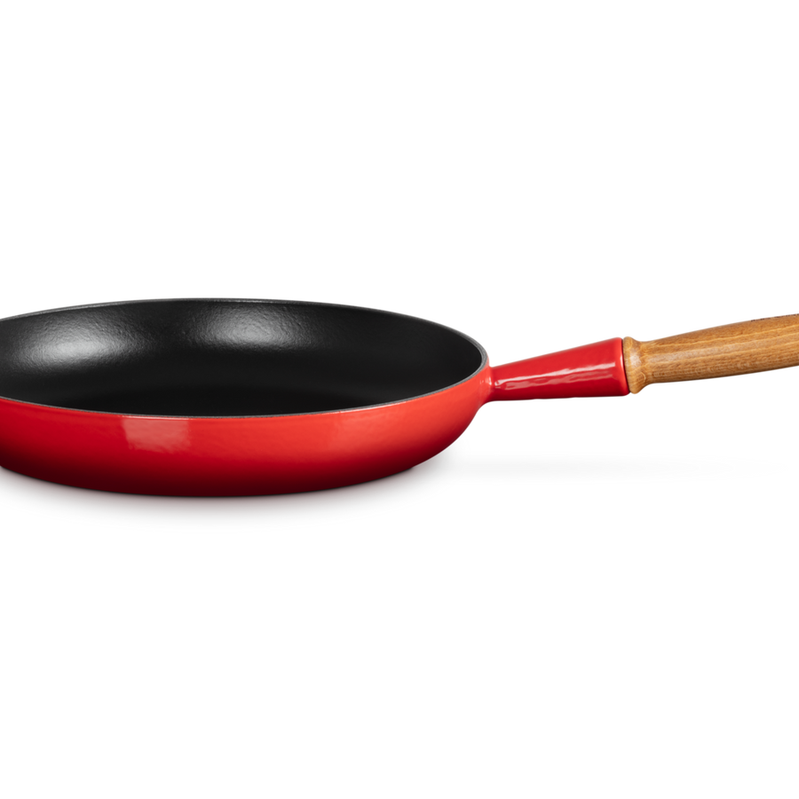 Le Creuset Signature Cast Iron Frying Pan with Wooden Handle 28cm Cerise
