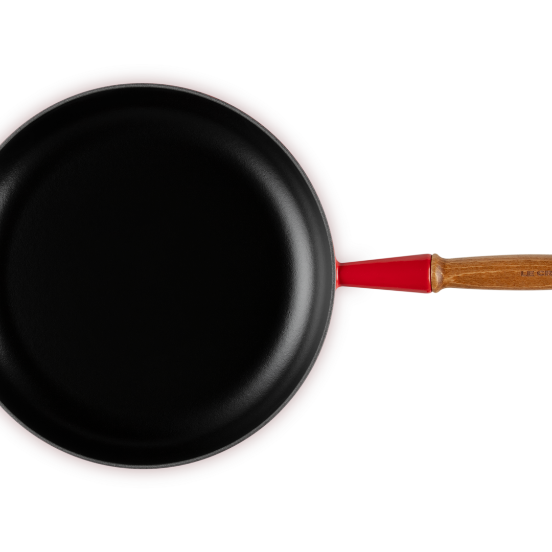 Le Creuset Signature Cast Iron Frying Pan with Wooden Handle 28cm Cerise
