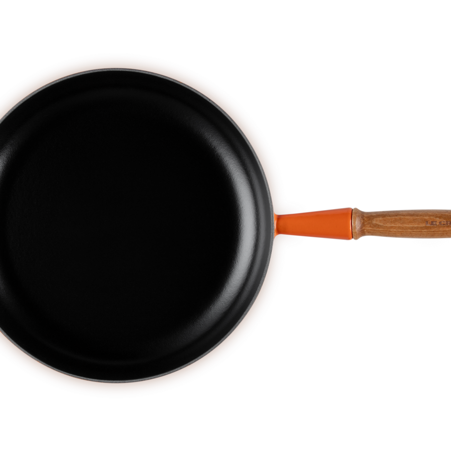 Le Creuset Signature Cast Iron Frying Pan with Wooden Handle 28cm Volcanic
