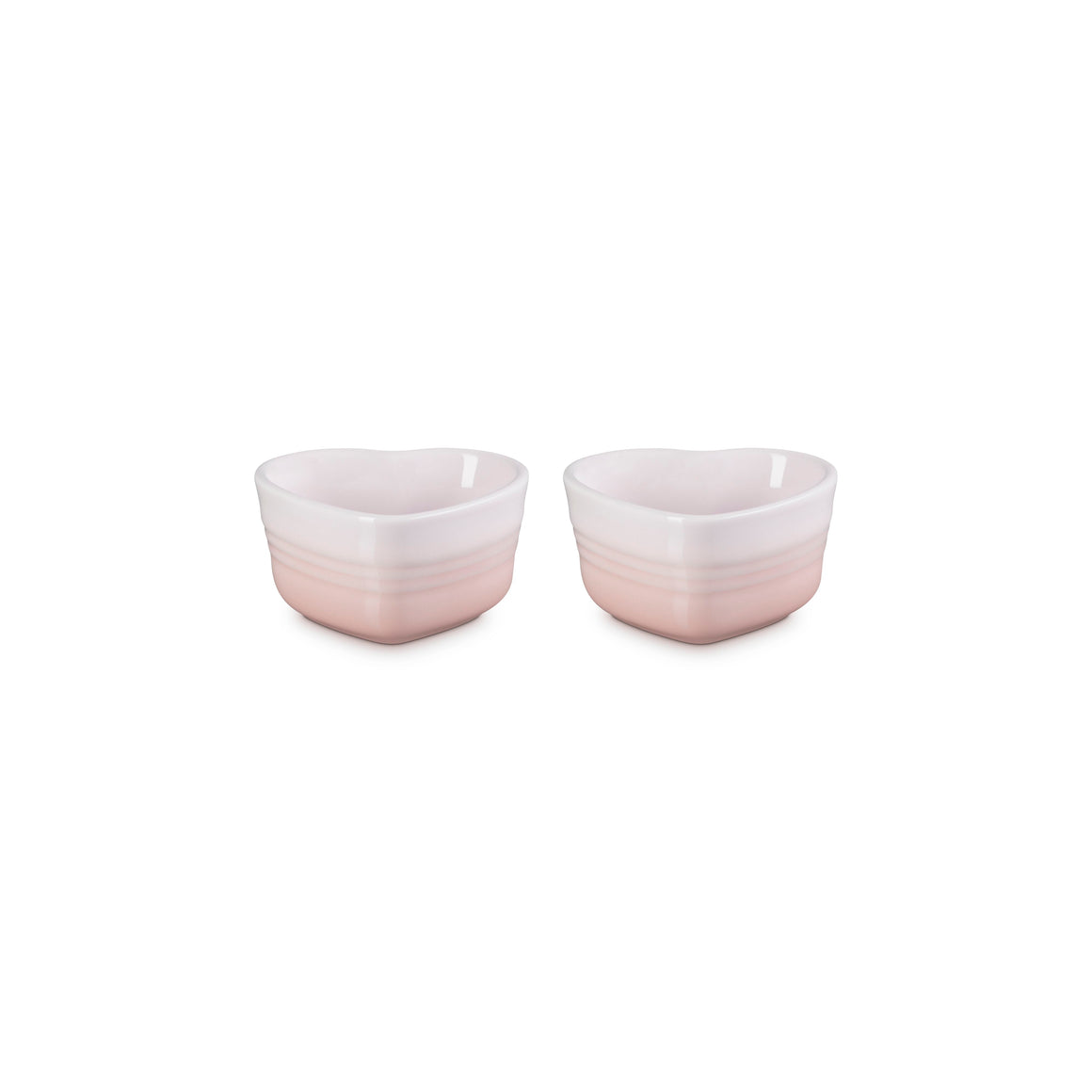 Le Creuset Stoneware Set of Two Heart Ramekins Shell Pink