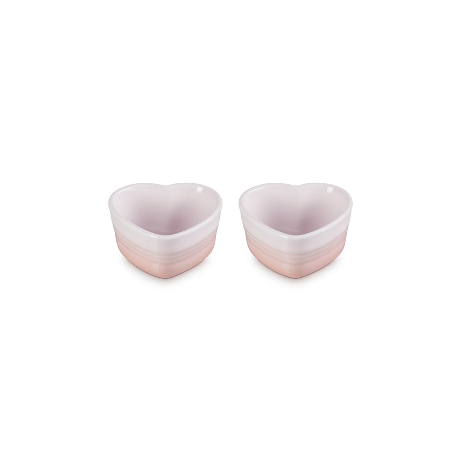 Le Creuset Stoneware Set of Two Heart Ramekins Shell Pink