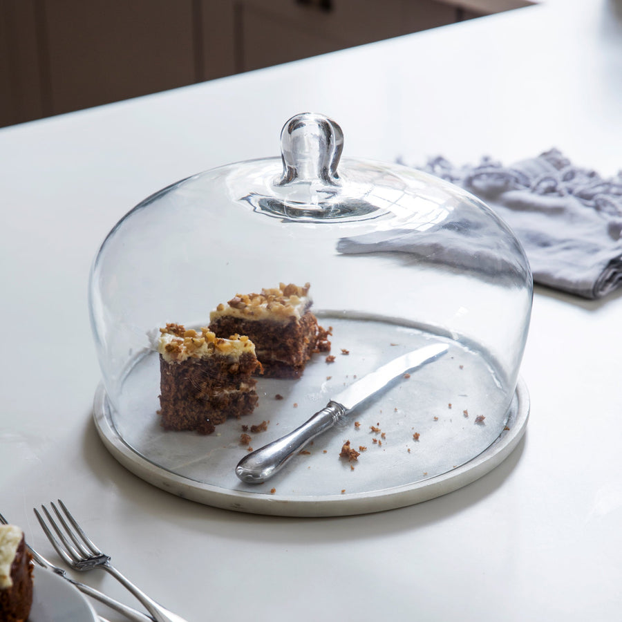 Garden Trading Marble Cake Plate and Glass Dome