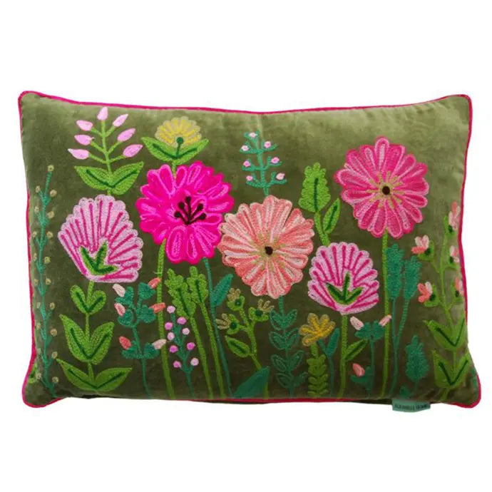 Aquarelle Ensley Velvet Moss Cushion