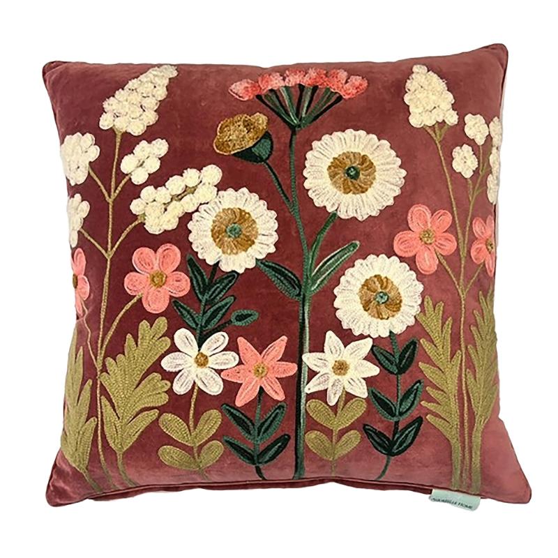 Aquarelle Winslow Rose Velvet Cushion