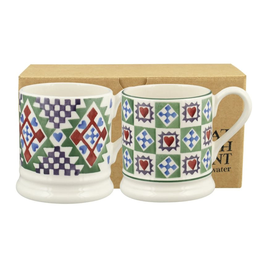Emma Bridgewater Christmas Quilt Set of 2 Half Pint Mugs