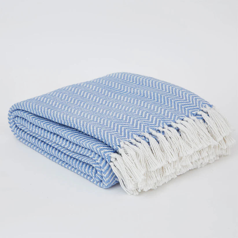 Weaver Green Cobalt Herringbone Blanket