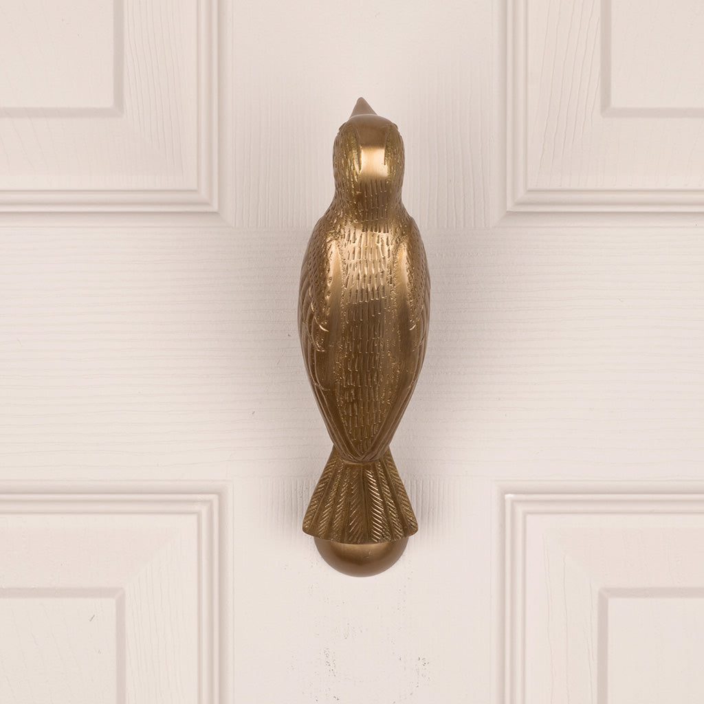 Adams & Mack Aged Brass Woodpecker Knocker