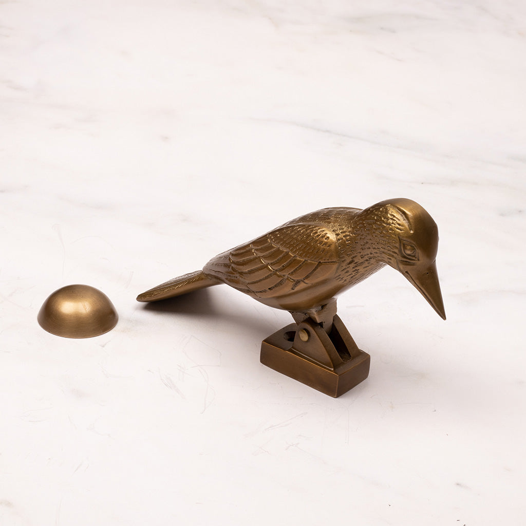 Adams & Mack Aged Brass Woodpecker Knocker