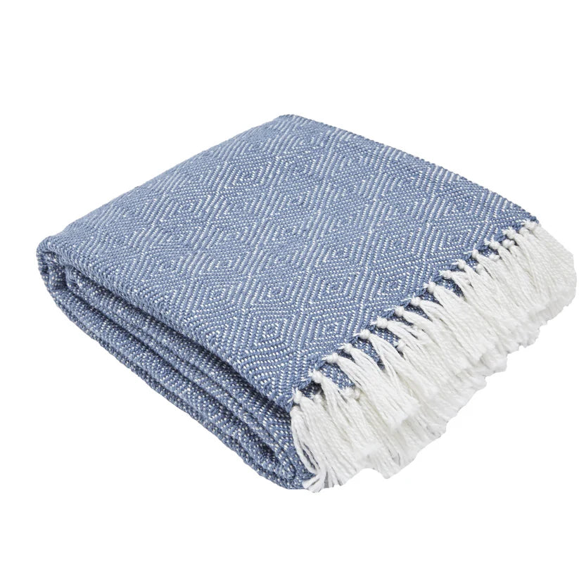 Weaver Green Navy Diamond Blanket