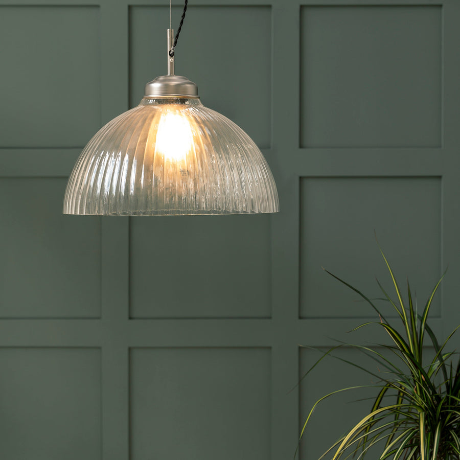 Garden Trading Large Fovant Nickel Pendant Light