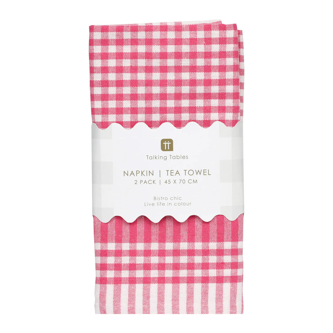 Talking Tables Bon Appetit Raspberry Pink & White Fabric Gingham Napki - Portmeirion Online