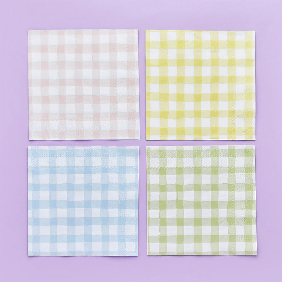 Hootyballoo Pastel Gingham Paper Napkins