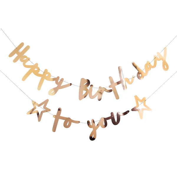 Hootyballoo Gold Happy Birthday Banner