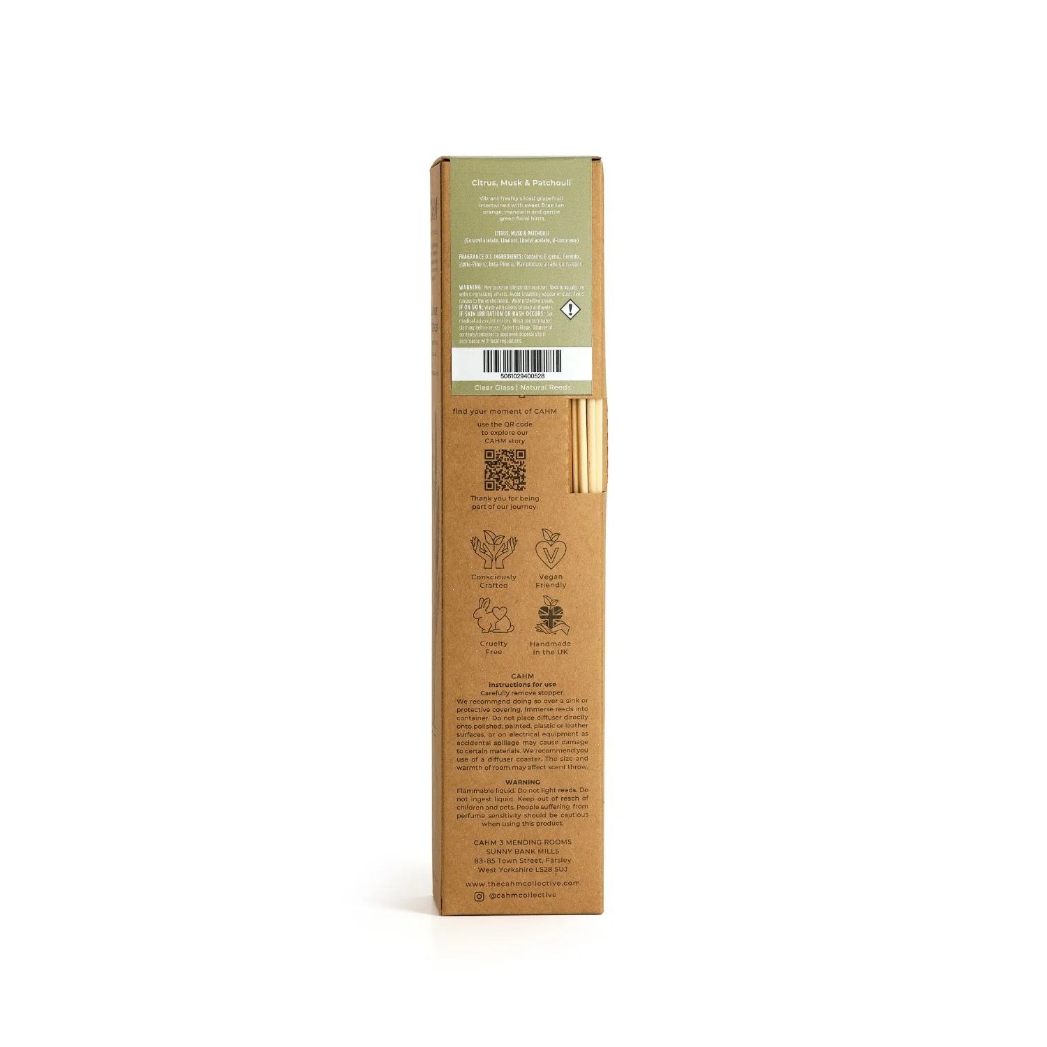 CAHM Citrus, Musk & Patchouli Reed Diffuser
