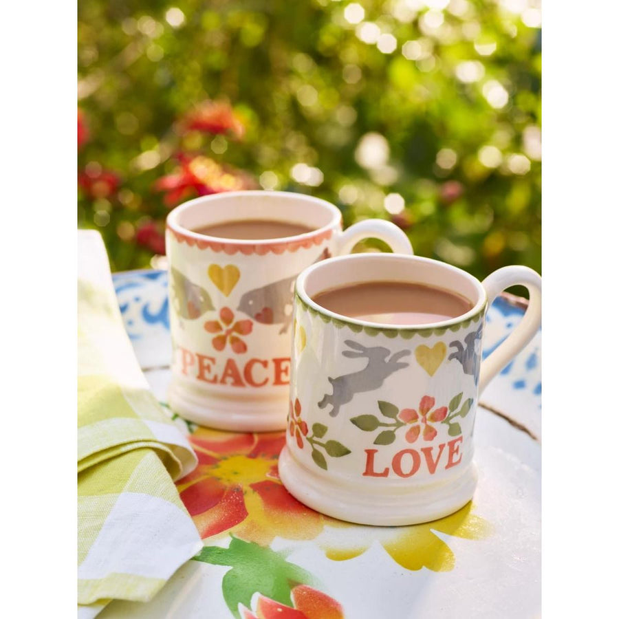 Emma Bridgewater Loverbirds Coral Set of 2 Half Pint Mugs