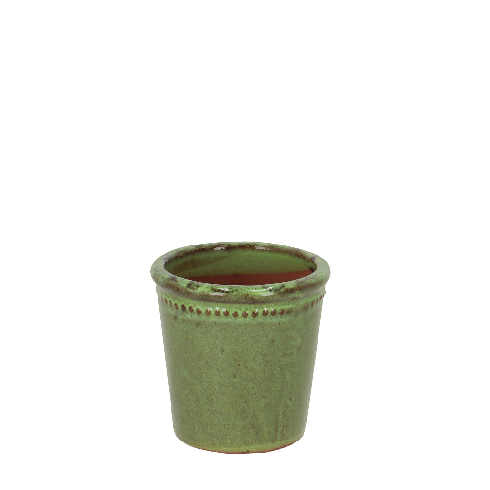 9cm ceramic plant pot Fallen Fruits 9cm Green Glazed Plant Pot