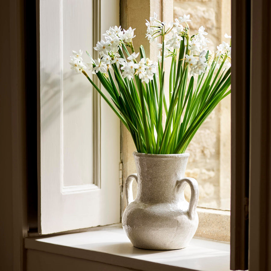 Garden Trading Ravello White Vase with Handles