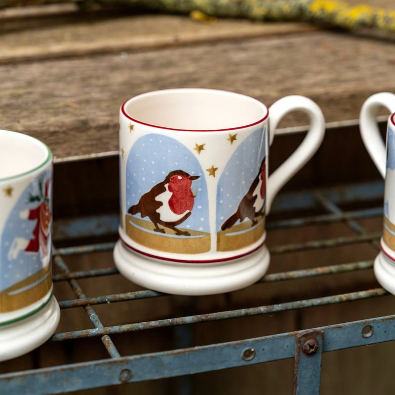 Emma Bridgewater Robin Snow Globe Half Pint Mug