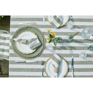 Walton & Co Olive Wide Stripe Tablecloth - All Sizes