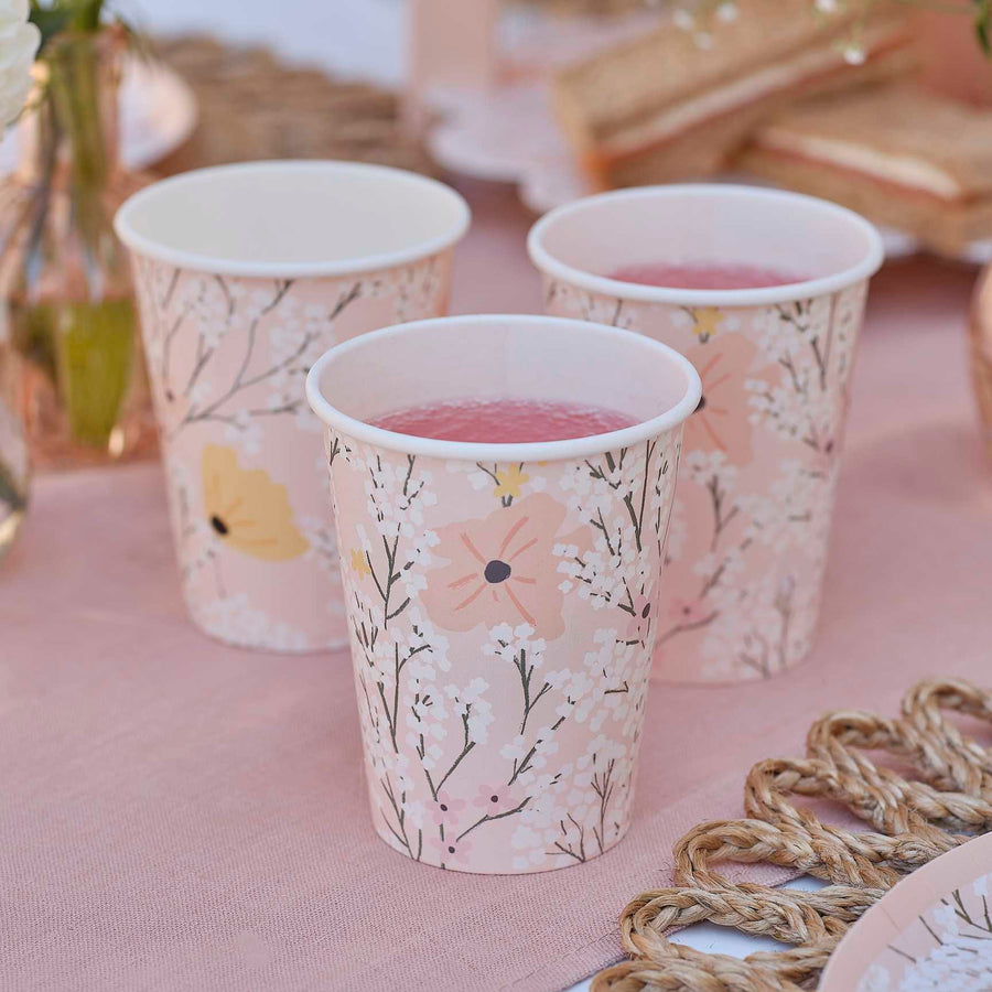 Ginger Ray Pink Floral Paper Cups