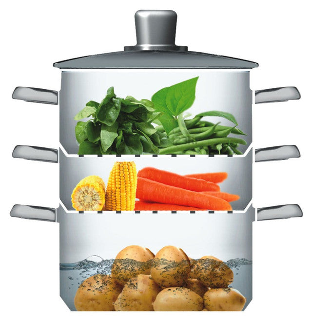 KitchenCraft Stainless Steel 18cm Three Tier Steamer