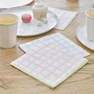 Ginger Ray Pastel Gingham Paper Napkins