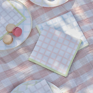 Ginger Ray Pastel Gingham Paper Napkins